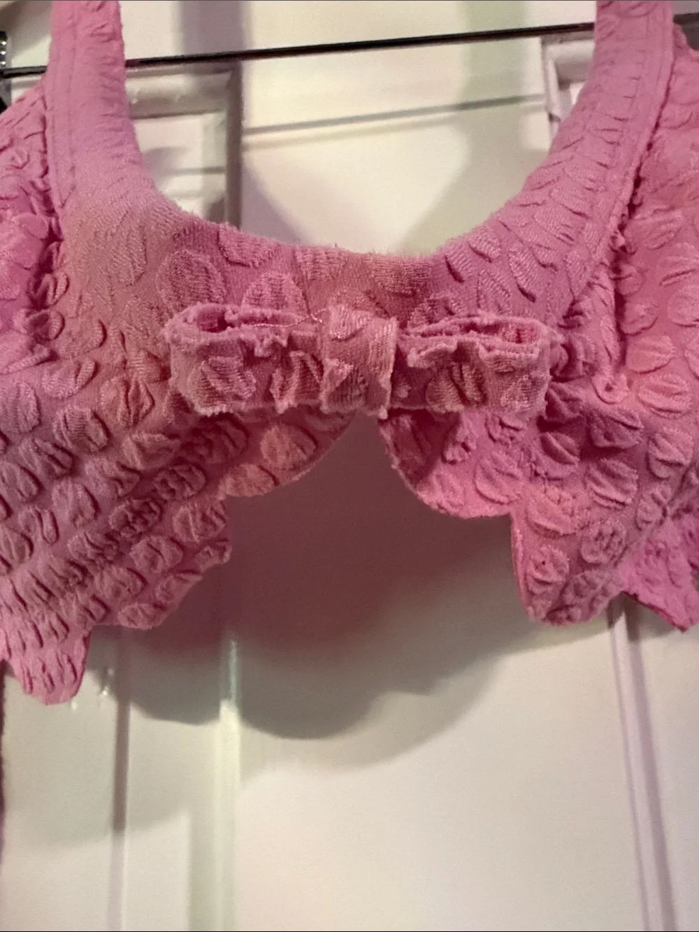 kate spade Pink Textured Scalloped Halter Bikini Top